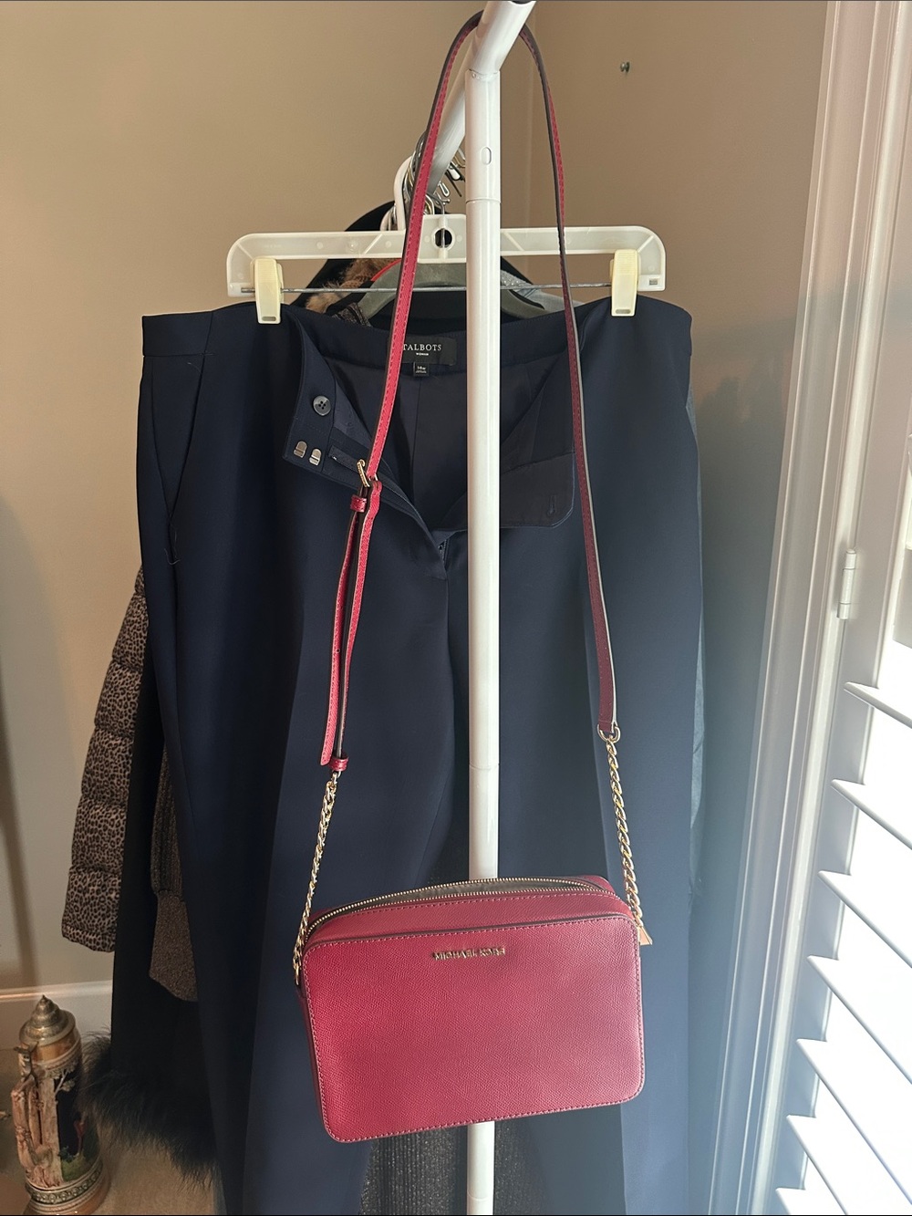 Michael Kors Red Crossbody Bag with Gold Chain
